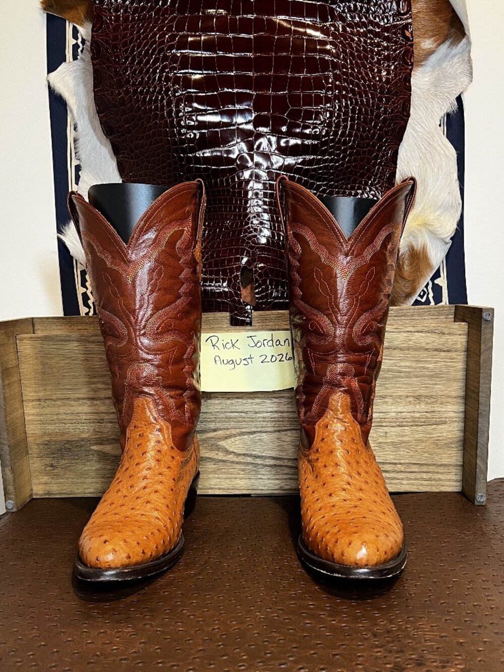 Ferrini P's Tan Full Quill Ostrich Cowboy Boots in Men's Size 11EE
